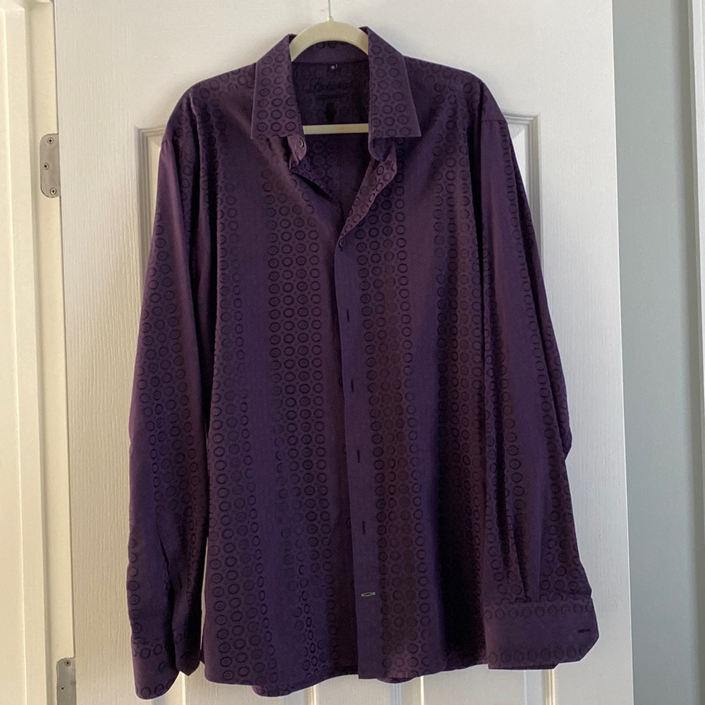Luchiano purple XL shirt with circle and diamond stitching detail